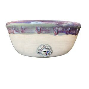 Handmade 8.25 inch, Purple and Blue Ceramic Bowl, Decorative & Functional